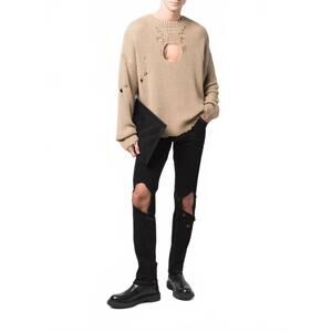 NEW DSQUARED2 distressed effect open-knee jeans in black